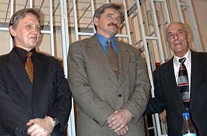 Никитин и адвокаты во время зачитывания приговора